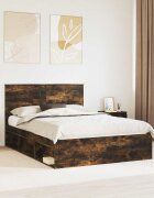 vidaXL Рамка за легло Димян дъб 140 x 200 cm Солидно борово дърво