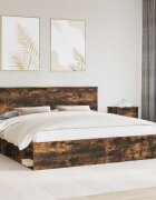 vidaXL Рамка за легло Димян дъб 200 x 200 cm Солидно борово дърво