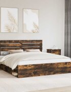 vidaXL Рамка за легло Димян дъб 200 x 200 cm Солидно борово дърво