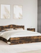 vidaXL Рамка за легло Димян дъб 200 x 200 cm Солидно борово дърво