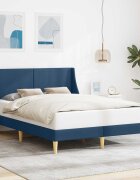 vidaXL Рамка за легло Едноцветен с таблото Синьо 120 x 190 cm текстил