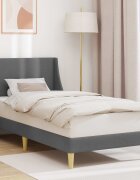 vidaXL Рамка за легло Едноцветен Тъмен сив 100 x 200 cm текстил