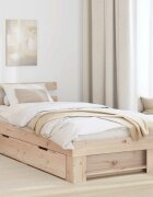 vidaXL Рамка за легло Естествен 100 x 200 cm Солидно борово дърво