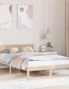 vidaXL Рамка за легло Естествен 135 x 190 cm Солидно борово дърво