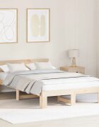 vidaXL Рамка за легло Естествен 135 x 190 cm Солидно борово дърво