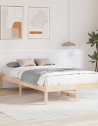 vidaXL Рамка за легло Естествен 135 x 190 cm Солидно борово дърво