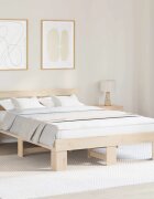 vidaXL Рамка за легло Естествен 140 x 200 cm Солидно борово дърво