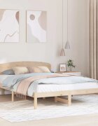 vidaXL Рамка за легло Естествен 160 x 200 cm Солидно борово дърво