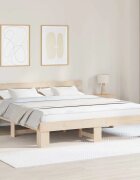 vidaXL Рамка за легло Естествен 180 x 200 cm Солидно борово дърво