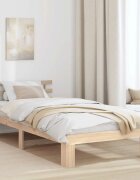 vidaXL Рамка за легло Естествен 90 x 200 cm Солидно борово дърво