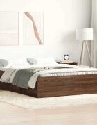 vidaXL Рамка за легло кафяв дъб 120x190 см Small Double