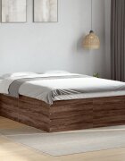 vidaXL Рамка за легло кафяв дъб 120x200 см инженерно дърво