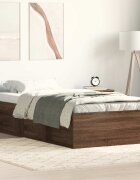 vidaXL Рамка за легло кафяв дъб 75x190 см Small Single