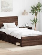 vidaXL Рамка за легло Кафяв дъб 90 x 200 cm Солидно борово дърво