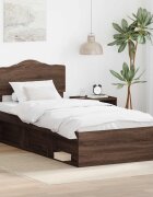 vidaXL Рамка за легло Кафяв дъб 90 x 200 cm Солидно борово дърво