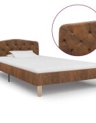 vidaXL Рамка за легло кафява изкуствен велур 90x200 см