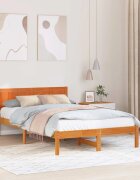 vidaXL Рамка за легло Кафяво 135 x 190 cm Масивна борова дървесина