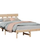 vidaXL Рамка за легло Кафяво 135 x 190 cm Масивна борова дървесина