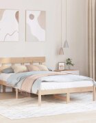 vidaXL Рамка за легло Кафяво 140 x 190 cm Масивна борова дървесина
