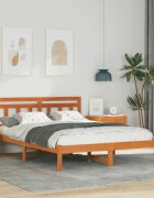 vidaXL Рамка за легло Кафяво 140 x 190 cm Солидно борово дърво