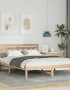 vidaXL Рамка за легло Кафяво 140 x 200 cm Солидно борово дърво
