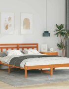 vidaXL Рамка за легло Кафяво 140 x 200 cm Солидно борово дърво