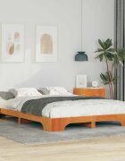 vidaXL Рамка за легло Кафяво 140 x 220 cm Солидно борово дърво