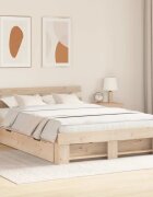 vidaXL Рамка за легло Кафяво 150 x 200 cm Солидно борово дърво
