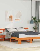 vidaXL Рамка за легло Кафяво 150 x 200 cm Солидно борово дърво