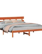 vidaXL Рамка за легло Кафяво 200 x 200 cm Масивна борова дървесина