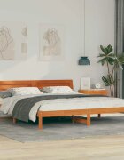 vidaXL Рамка за легло Кафяво 200 x 200 cm Солидно борово дърво