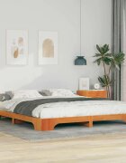 vidaXL Рамка за легло Кафяво 200 x 210 cm Солидно борово дърво