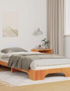 vidaXL Рамка за легло Кафяво 90 x 220 cm Солидно борово дърво