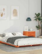 vidaXL Рамка за легло Кафяво с восъчно покритие 135 x 190 cm