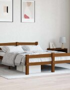 vidaXL Рамка за легло меденокафява борово дърво масив 120x200 см
