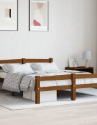 vidaXL Рамка за легло меденокафява борово дърво масив 140x200 см