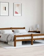 vidaXL Рамка за легло меденокафява борово дърво масив 160x200 см