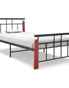 vidaXL Рамка за легло метал и дъбов масив 90x200 см