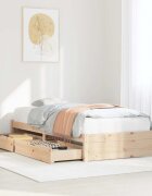 vidaXL Рамка за легло Натурално 75 x 190 cm Solid Pine Wood