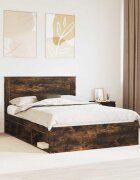 vidaXL Рамка за легло Опушен дъб 150 x 200 cm Инженерна дървесина