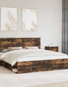 vidaXL Рамка за легло Опушен дъб 180 x 200 cm Солидно борово дърво