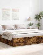 vidaXL Рамка за легло опушен дъб 180x200 cм Super King Size