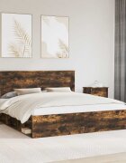 vidaXL Рамка за легло Опушен дъб 200 x 200 cm Инженерна дървесина