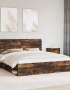 vidaXL Рамка за легло Опушен дъб 200 x 200 cm Солидно борово дърво