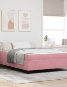 vidaXL Рамка за легло Розово 160 x 200 cm текстил