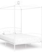 vidaXL Рамка за легло с балдахин бяла метал 120x200 см