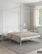 vidaXL Рамка за легло с балдахин бяла метал 140x200 cм