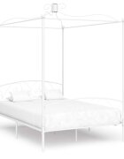 vidaXL Рамка за легло с балдахин бяла метал 140x200 cм