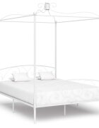 vidaXL Рамка за легло с балдахин бяла метал 160x200 см