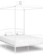 vidaXL Рамка за легло с балдахин бяла метал 180x200 cм